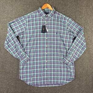 Ralph Lauren Performance Shirt Men Extra Large Tall Green Plaid Stretch NEW